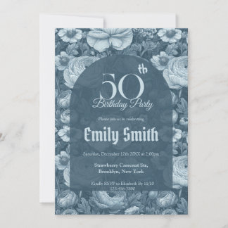 Elegant Ranunculus Luxury 50Th Birthday Einladung