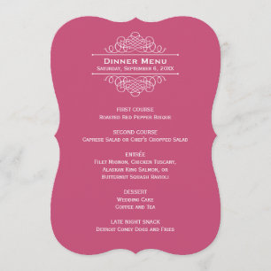 Elegant Raspberry Red Wedding Monogram Dinner Menükarte