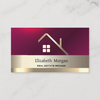 Elegant Real Estate Broker House Gold Roof Red Visitenkarte