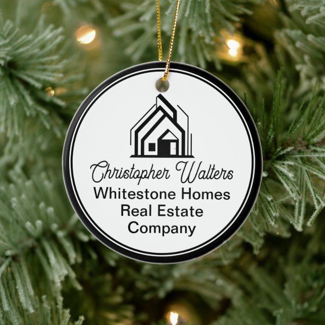Elegant Real Estate Company Customized Realtor Keramik Ornament (Baum)