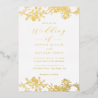 Elegant Real Gold Foil Bloral Schnappschuss Hochze