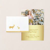 Elegant Real Gold Foil Deer Snow Frohe Weihnachten