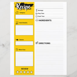 Elegant Recipe Paper Sheet (Full Page Fillable)