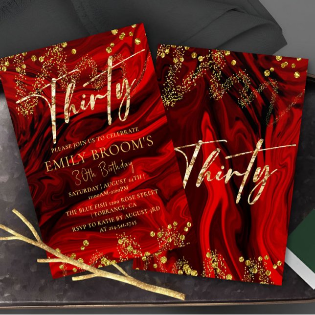 Elegant Red 30. Geburtstagsfeier Einladung (Von Creator hochgeladen)