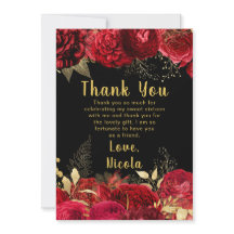 Elegant Red and Gold Flowers Sweet Sixteen