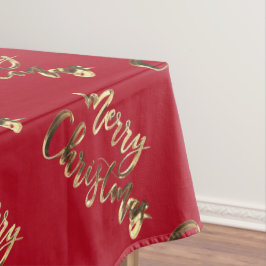Elegant Red and Gold Look Script Frohe Weihnachten Tischdecke