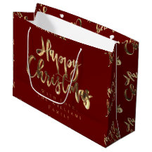 Elegant Red and Gold Look Script Glücklich Weihnac