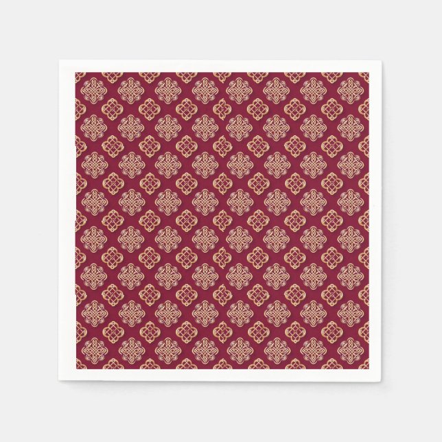 Elegant Red and Gold Pattern Design Serviette (Vorderseite)