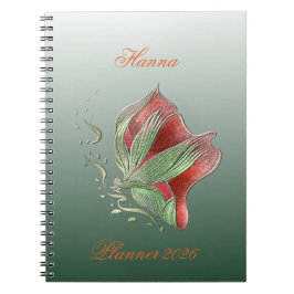 Elegant Red and Green Spiral Notebook Notizblock