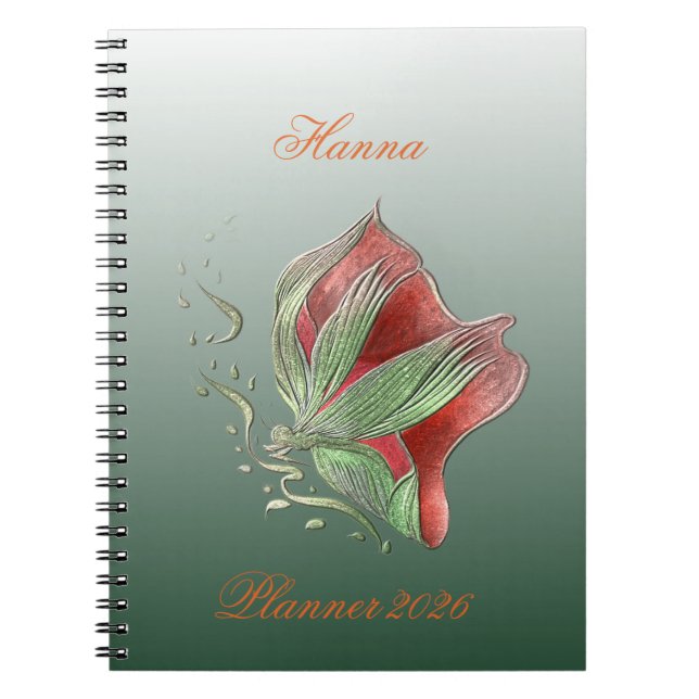 Elegant Red and Green Spiral Notebook Notizblock (Vorderseite)