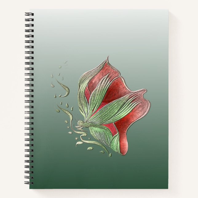 Elegant Red and Green Spiral Notebook Notizbuch (Vorderseite)