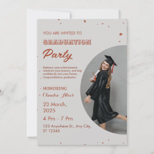 Élégant Red and White Graduation Party Invitation
