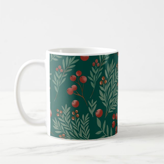 Elegant Red Berry Christmas Mug Kaffeetasse (Links)
