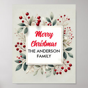 Elegant Red Berry Christmas Poster