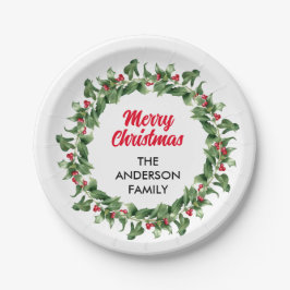 Elegant Red Berry Family Weihnachten Pappteller