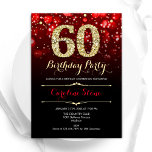 Elegant Red Black Gold 60. Geburtstag Einladung<br><div class="desc">60. Geburtstagsfeier Einladung. Elegantes Schwarz-Design mit Imitaten Glitzer Gold. Mit stilvollen Diamanten,  Bokeh-Leuchten und Skript-Schriftart. Männer oder Frauen laden ein. Ideal für eine stilvolle Geburtstagsparty. Personalisieren Sie Ihre persönlichen Daten. Nachricht,  wenn Sie weitere Anpassungen benötigen. Gedruckte Zazzle Einladungen oder Sofortdownload digitalen druckbaren Vorlage.</div>