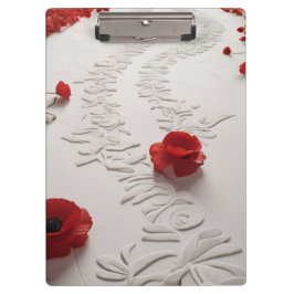 Elegant Red Blossom Path Floral Art Klemmbrett