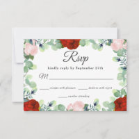 Elegant Red Blush Rose Grüne Hochzeit
