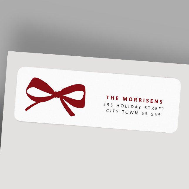 Elegant red bow Christmas holiday return address (Von Creator hochgeladen)