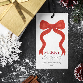 Elegant Red Bow Christmas Party -  Geschenkanhänger