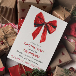 Elegant Red Bow Christmas Party Invitation Einladung