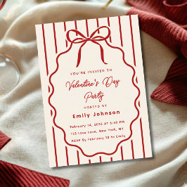 Elegant Red Bow Valentine’s Day Party Invitation Einladung