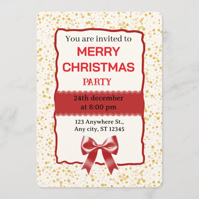 Elegant Red Christmas Party Invitation (Devant)