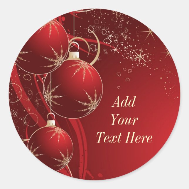 Elegant Red Christmas Runder Aufkleber (Vorderseite)