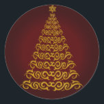 Elegant Red Christmas Tree Stickers<br><div class="desc">Erleben Sie den Urlaubssgeist mit diesen eleganten Goldbaumaufklebern mit rotem Hintergrund.</div>