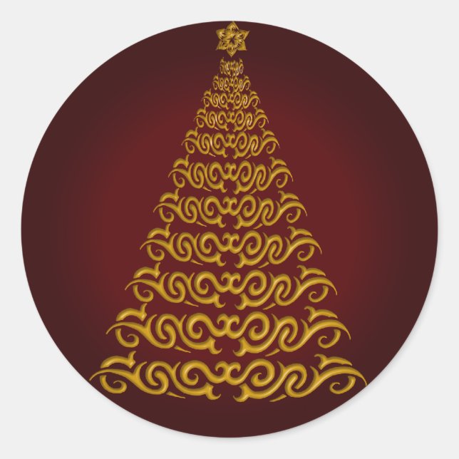 Elegant Red Christmas Tree Stickers (Vorderseite)