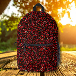 Elegant Red Confetti on Black Glitter Style Bedruckter Rucksack