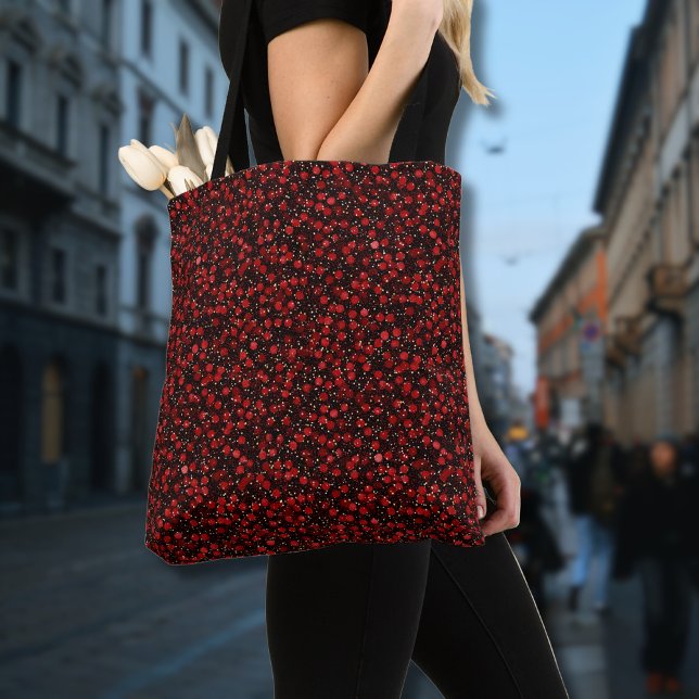 Elegant Red Confetti on Black Glitter Style Tasche (Von Creator hochgeladen)