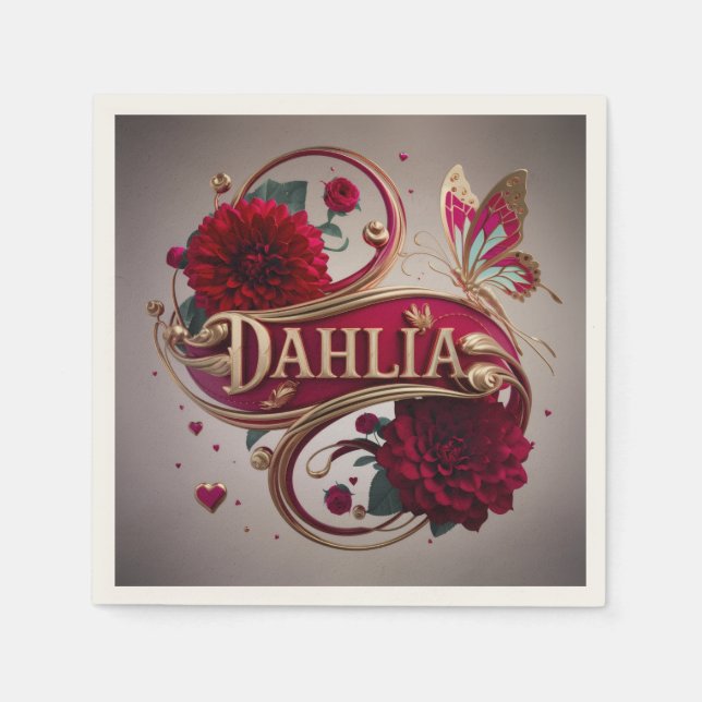 Elegant Red Dahlia Flower Art Serviette (Vorderseite)