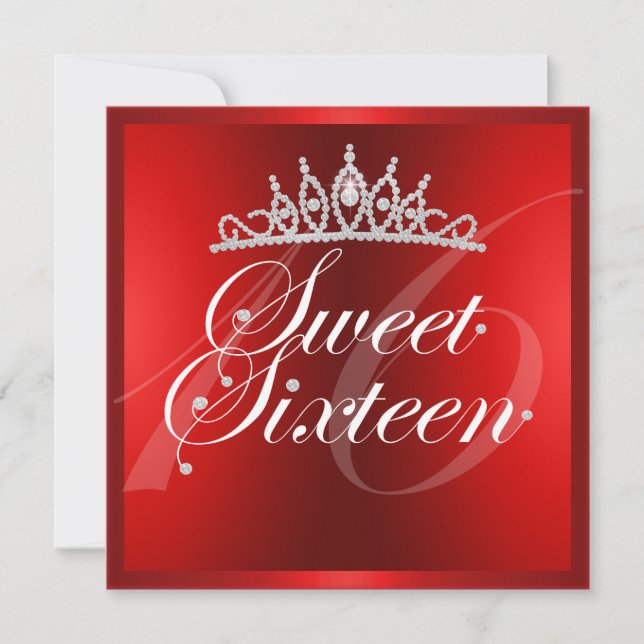 Elegant Red Diamond Tiara Einladung zum Geburtstag (Vorderseite)