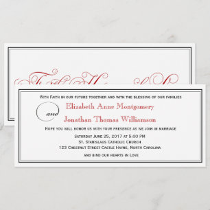 Elégant Red Faith Hope Love Faire-part de mariage