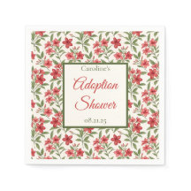 Elegant Red Floral Botanical Adoption Shower