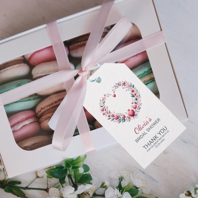 Elegant Red Floral Heart Danke Brautparty Geschenkanhänger (Von Creator hochgeladen)