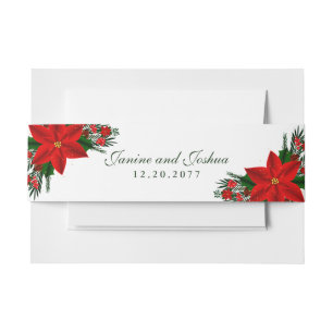 Elegant Red Floral Poinsettia Pine Greenerity Blät Einladungsbanderole