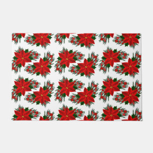 Elegant Red Floral Poinsettia Pine Greenerity Blät Fußmatte