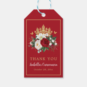 Elegant Red Floral Quinceañera Vielen Dank Geschenkanhänger