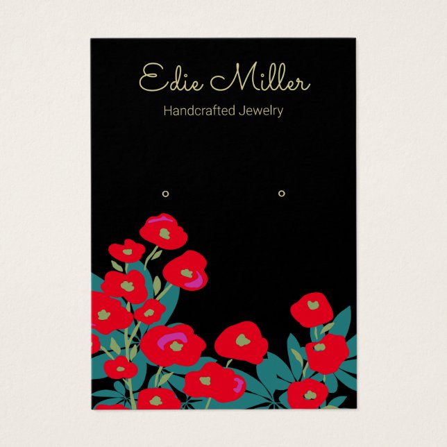 Elegant Red Floral Script Earring Juwelier (Vorderseite)