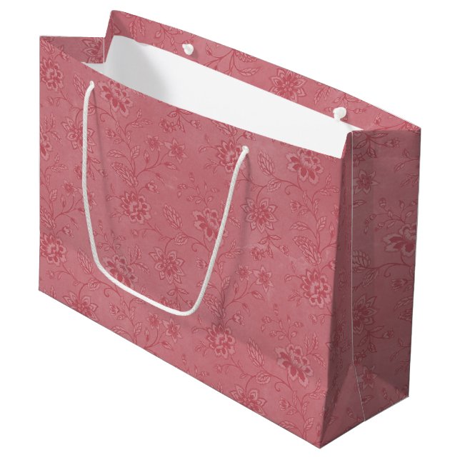 Elegant Red Floral Wedding Große Geschenktüte (Vorderseite Schrägansicht)
