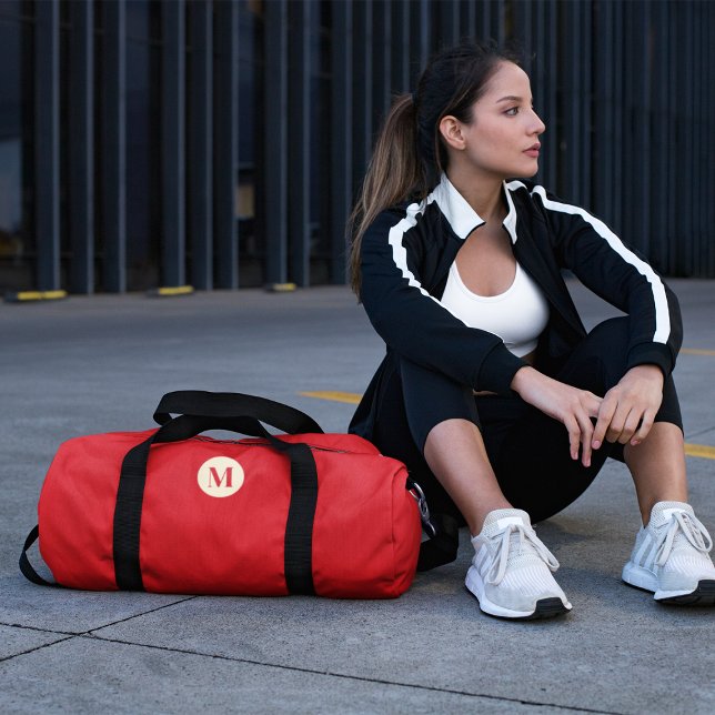Elegant Red Gingham Mit Monogramm Fitness Gym Duffle Bag (Von Creator hochgeladen)