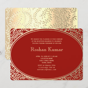 Elegant Red Gold Boy Annaprashan Einladung
