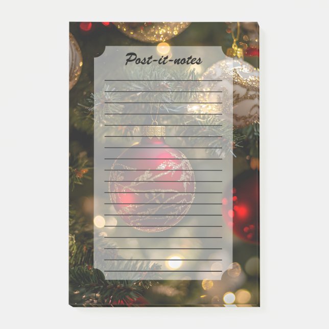 Elegant Red Gold Christmas Holiday Tree Post-it Klebezettel (Vorderseite)