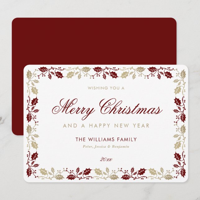 Elegant Red Gold Frohe Weihnachten Glück Neues Jah (Vorne/Hinten)