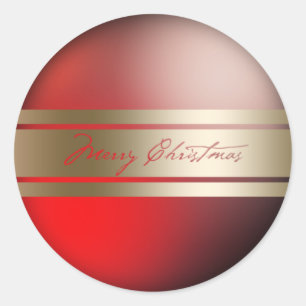Elegant Red Gold Frohe Weihnachtskleber Runder Aufkleber