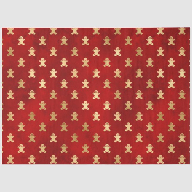 Elegant Red Gold Gingerbret Weihnachten Seidenpapier (Vorderseite)