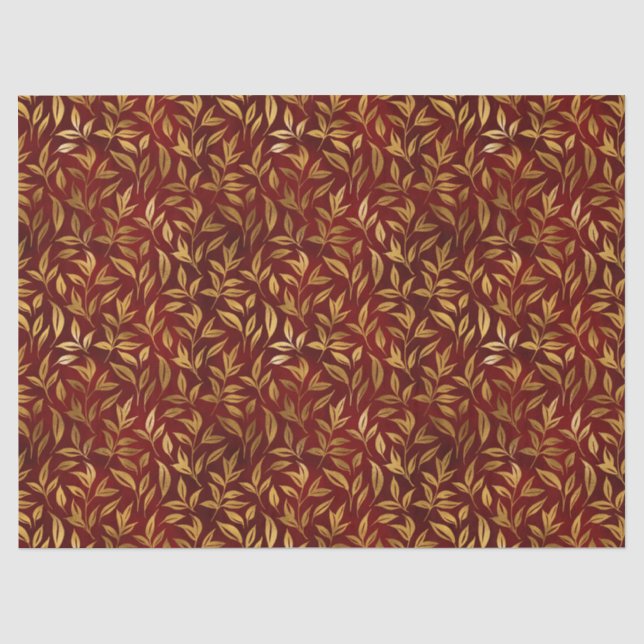 Elegant Red Gold Leaf Botanical Christmas  Seidenpapier (Vorderseite)