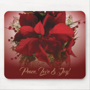 Elegant Red & Gold Weihnachten Poinsettia Mousepad
